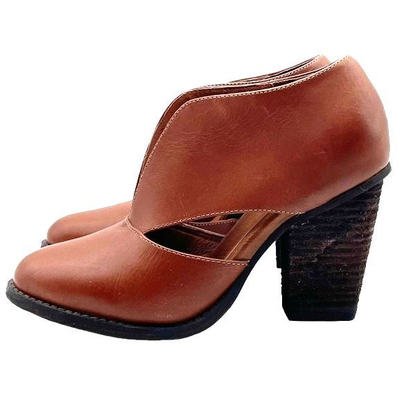 Jeffrey Campbell x Free People Boots Brown Leather Heeled Bootie Women's Size 6 - Picture 6 of 16